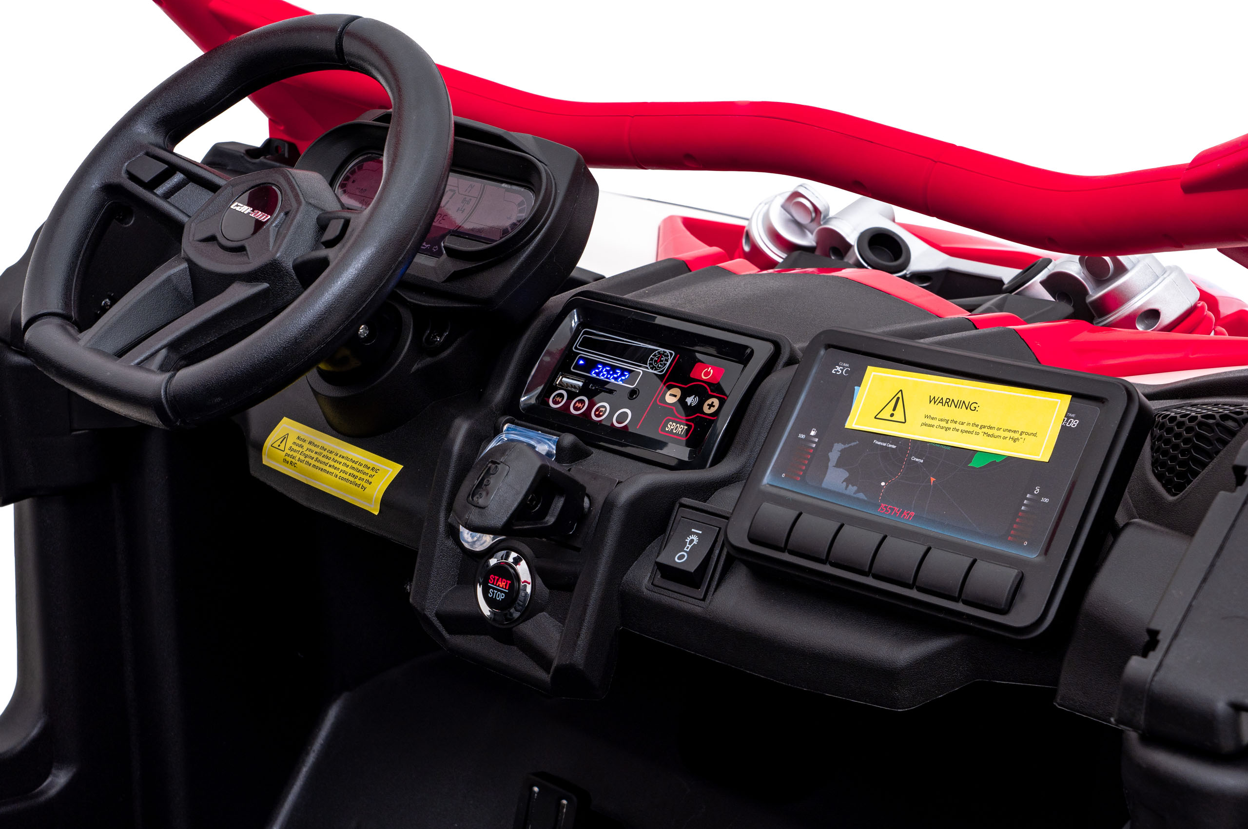 UTV electric pentru copii cu 2 locuri Can-Am Maverick Turbo RR 24V 800W 4x4 (CA001) Rosu - Autokids.ro - poza 5