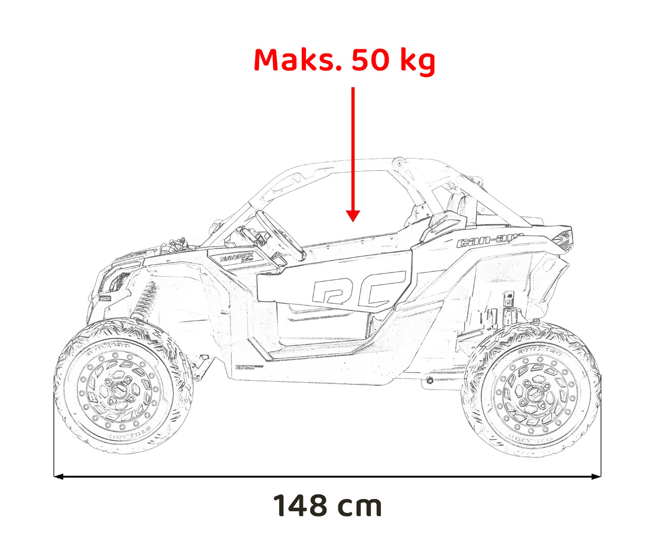 UTV electric pentru copii cu 2 locuri Can-Am Maverick Turbo Strong RR 24V 640W (CA001) Portocaliu - Autokids.ro - poza 4