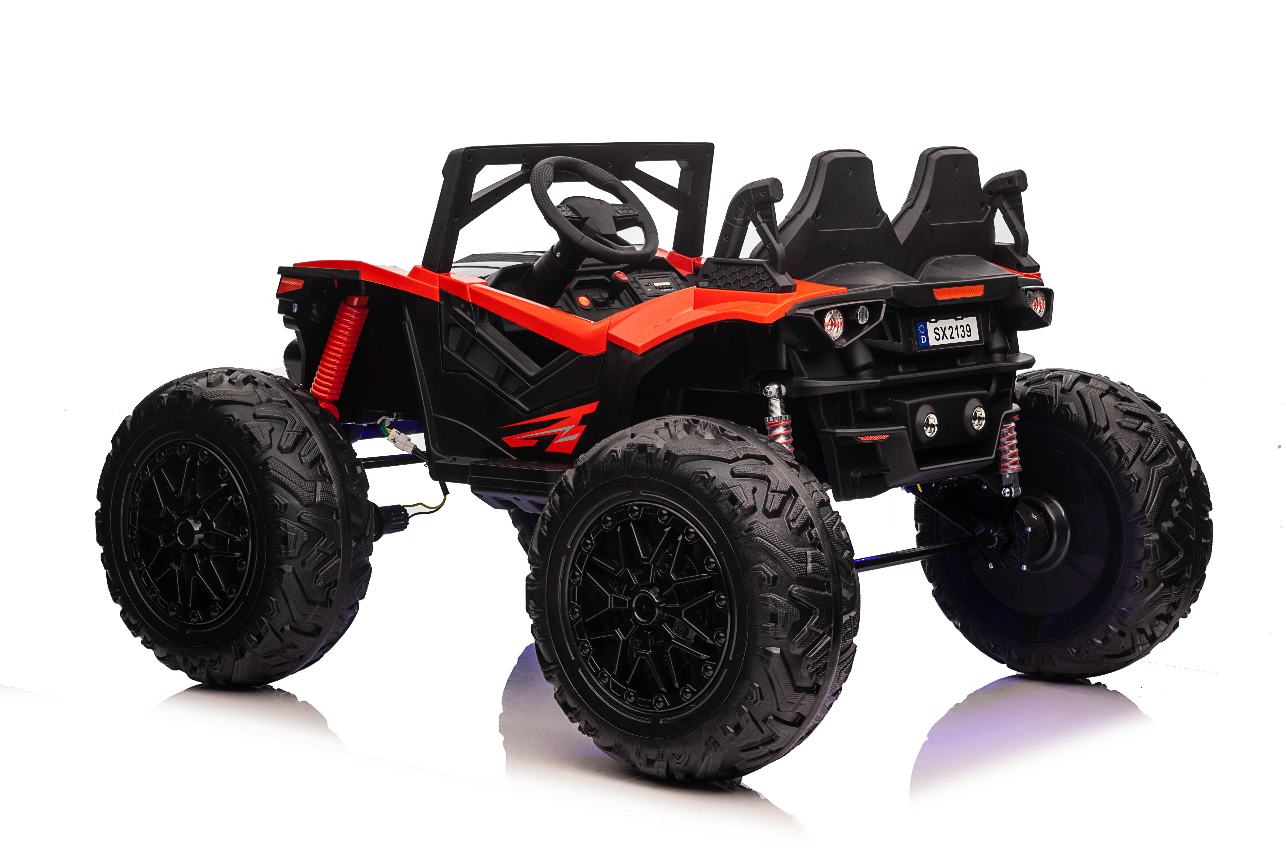 UTV electric pentru copii cu 2 locuri MONSTER TRUCK 4x4 24V 400W (SX2139) Rosu - Autokids.ro - poza 2