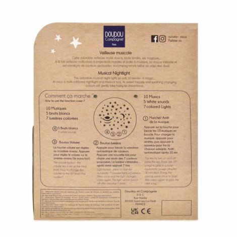 Veioza muzicala cu proiectie, iepuras pufos, 19 cm, bej - poza 3