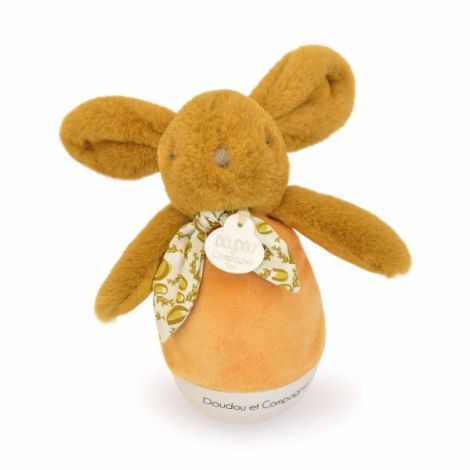 Veioza muzicala iepuras pufos, 16 cm, portocaliu - poza 1