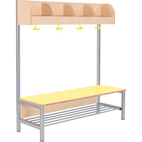 Vestiar Flexi cu bancuta, pentru 4 copii, galben, masura 3, sezut 26 cm H - poza 1
