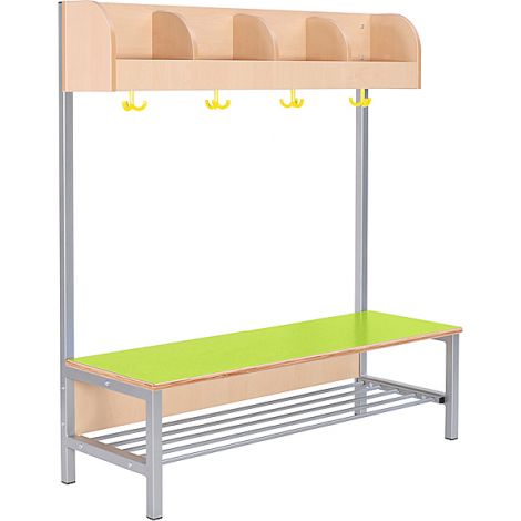 Vestiar Flexi cu bancuta, pentru 4 copii, verde, masura 3, sezut 26 cm H - poza 1