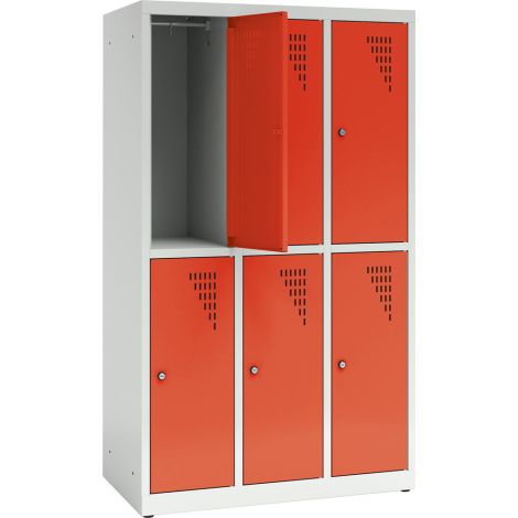Vestiar scolar metalic cu 6 compartimente - Rosu - poza 2