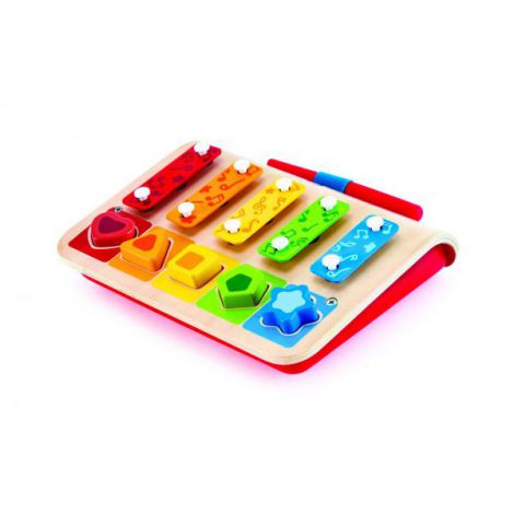 Xilofon cu 5 taste si Puzzle forme si culori, din lemn, 12luni+, Hape - poza 3