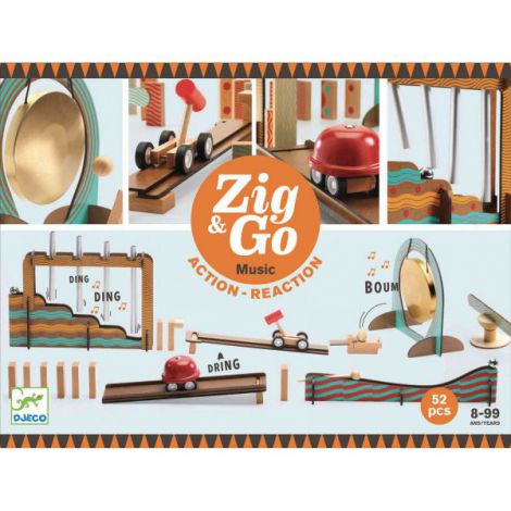 Zig & Go Djeco, set de constructie trasee, 52 piese- Muzica - poza 1