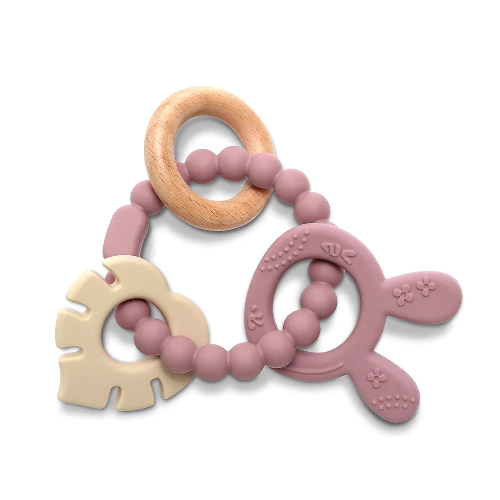 Zornaitoare cu jucarie pentru dentitie bebelusi Lorelli Baby Care Iepuras Deep Pink - poza 2